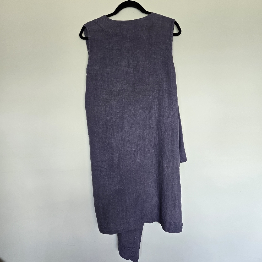 Bryn Walker LINEN Asymmetric Sleeveless Wrap Tunic in Lavender Grey - Picture 8 of 15